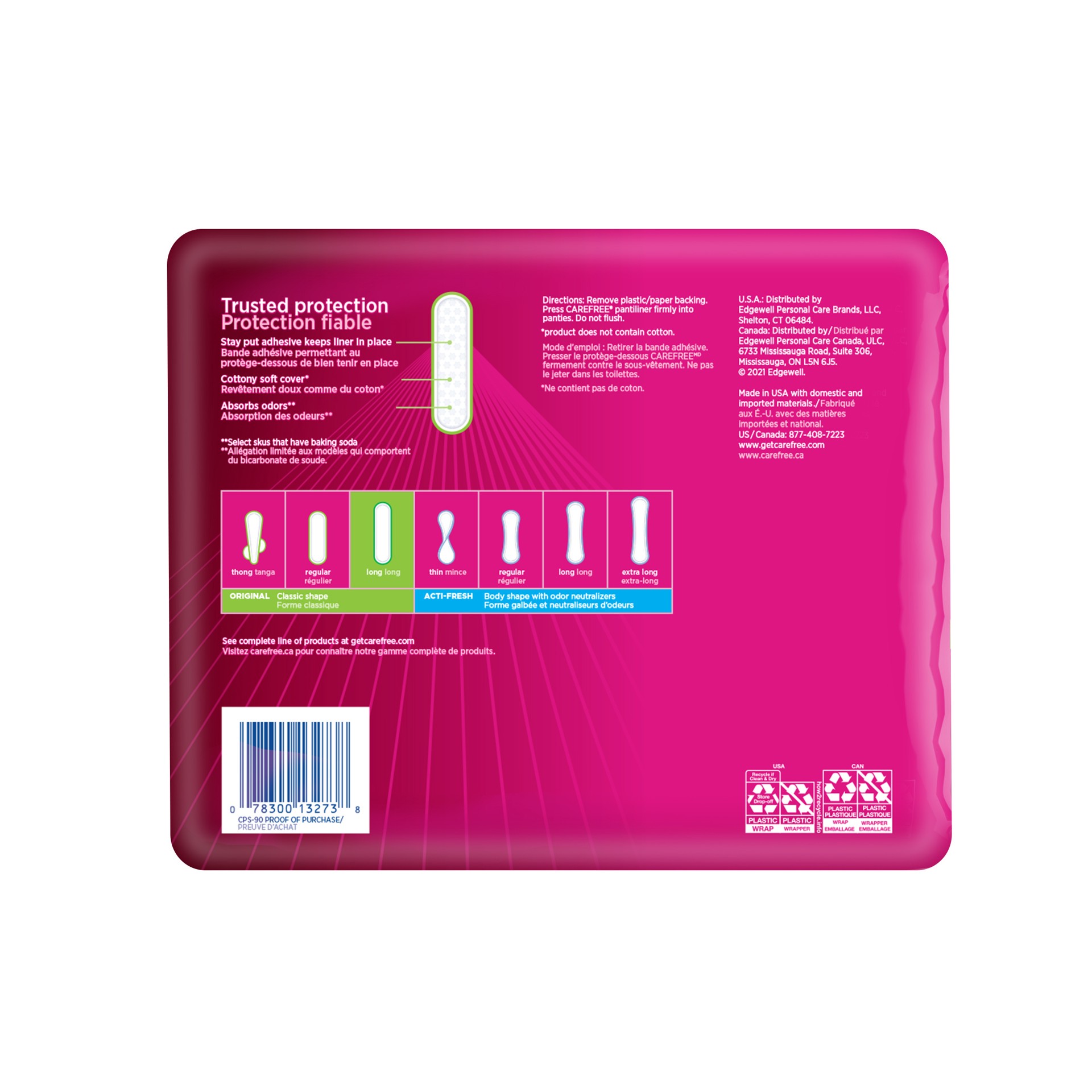 slide 2 of 2, Carefree Long Original Unscented To-Go Liners 90 ea, 90 ct