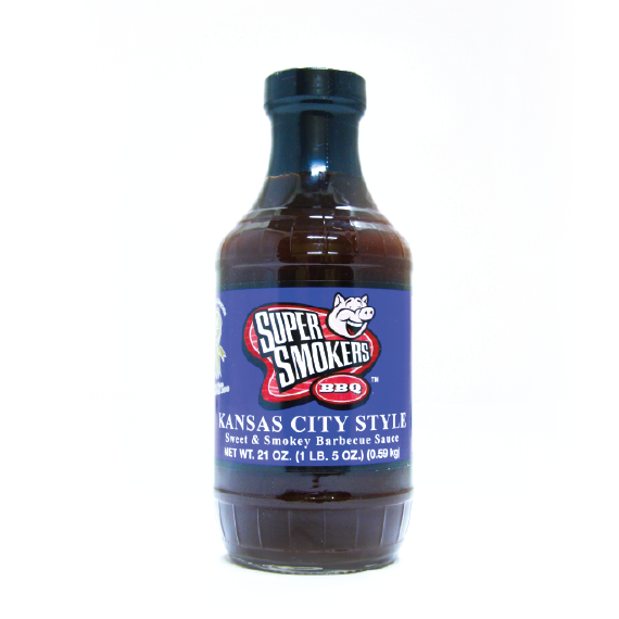 slide 1 of 1, Super Smokers' Kansas City Style BBQ Sauce, 21 oz