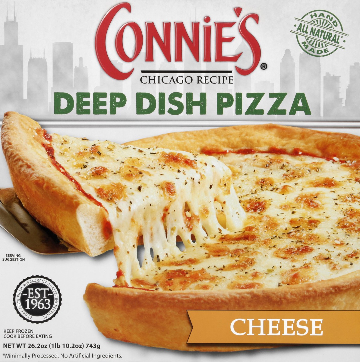 slide 9 of 12, Connie's Pizza Deep Dish Cheese Pizza 26.2 oz, 26.2 oz