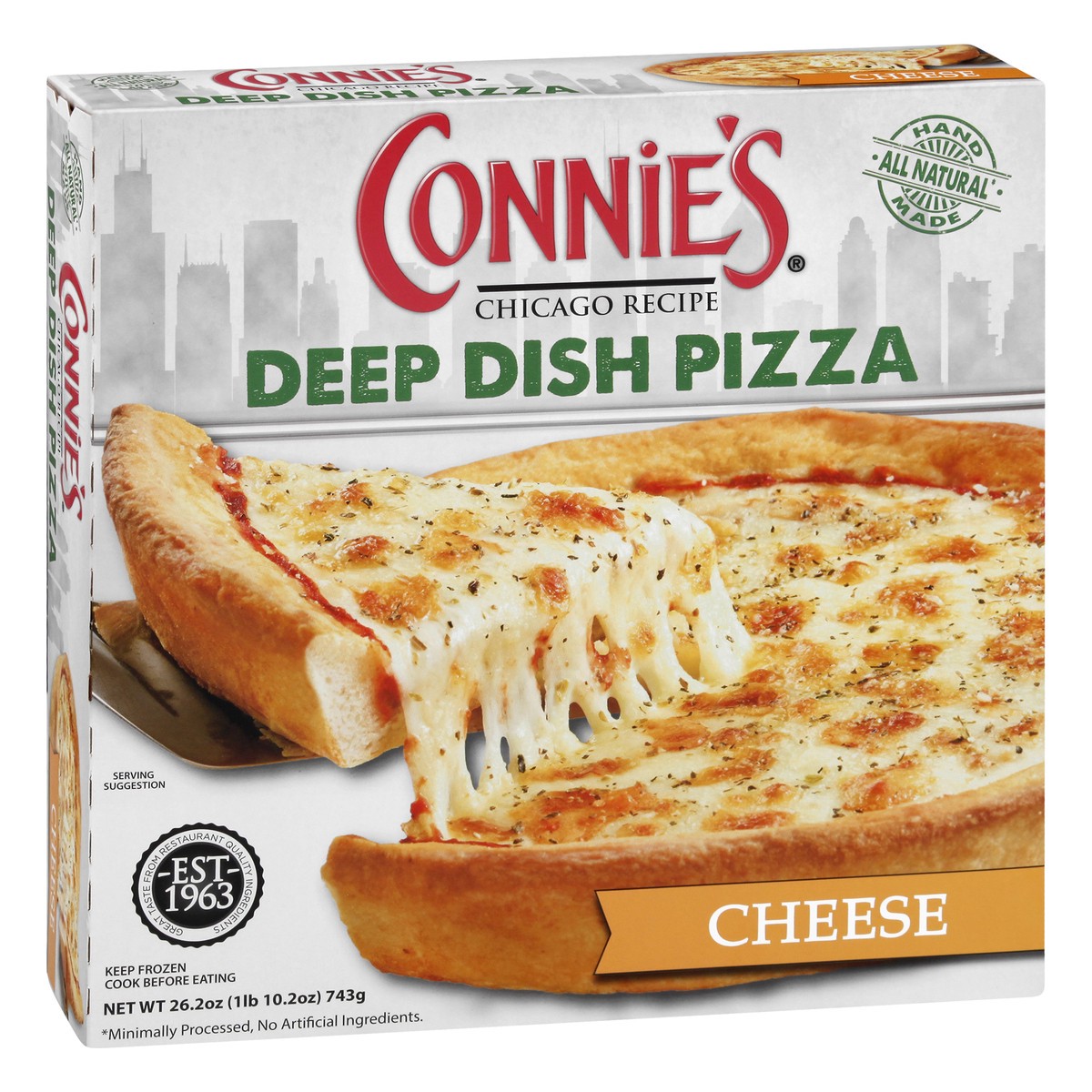 slide 6 of 12, Connie's Pizza Deep Dish Cheese Pizza 26.2 oz, 26.2 oz