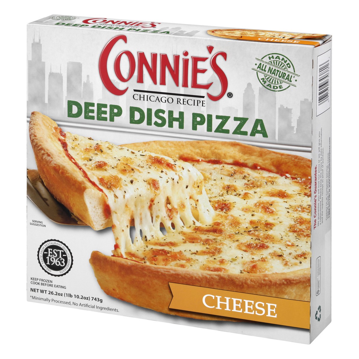 slide 10 of 12, Connie's Pizza Deep Dish Cheese Pizza 26.2 oz, 26.2 oz