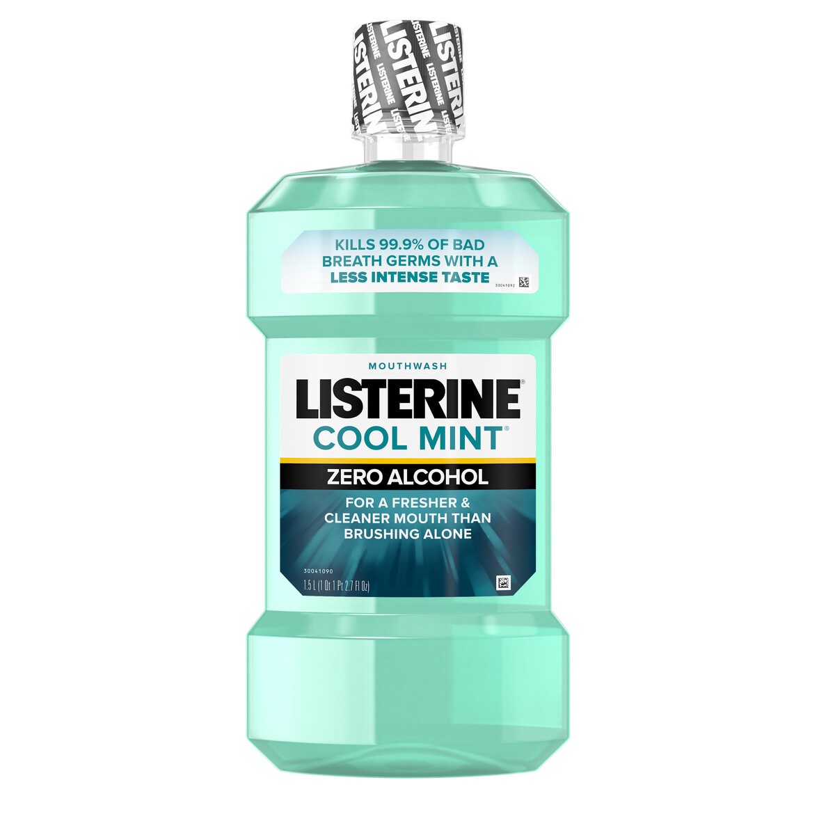 slide 4 of 5, Listerine Zero Alcohol Mouthwash, Alcohol-Free Oral Rinse to Kill 99% of Germs that Cause Bad Breath for Fresh Breath & Clean Mouth, Less Intense Taste, Cool Mint Flavor, 1.5 L, 1.50 liter