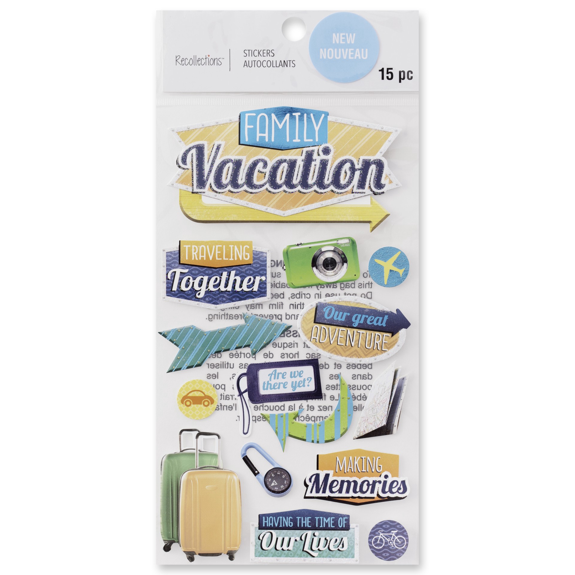 slide 4 of 5, Family Vacation Dimensional Stickers By Recollections, 3.875 in x 6.875 in