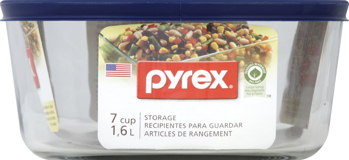 slide 2 of 3, Pyrex Round Dish With Plastic Cover, 7 cups