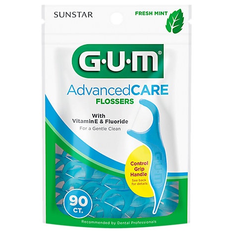 slide 1 of 1, Gum Flossers Advanced Cared With Vitamin E & Fluoride Fresh Mint, 90 ct