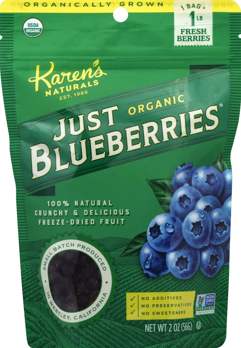 slide 2 of 2, Karen's Naturals Just Blueberries, Organic, 2 oz