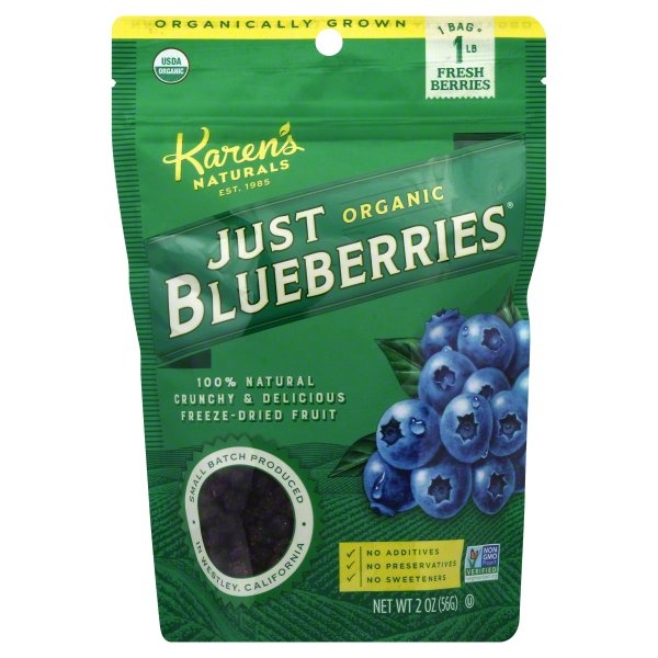 slide 1 of 2, Karen's Naturals Just Blueberries, Organic, 2 oz