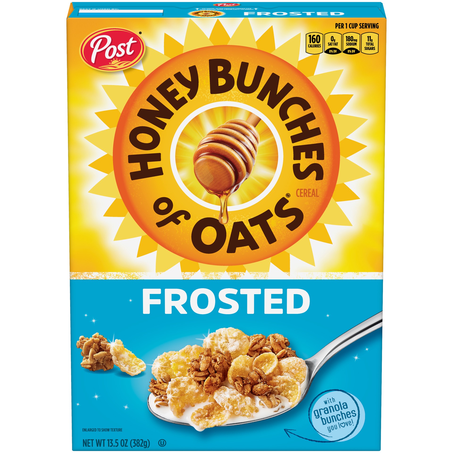 slide 5 of 5, Post Honey Bunches of Oats Frosted Breakfast Cereal, Cholesterol Free, Low Fat,  made with Whole Cereal, 13.5 Ounce, 13.5 oz