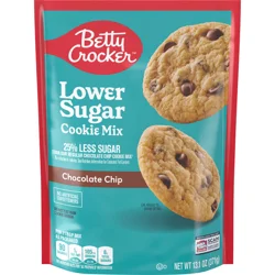 Betty Crocker Lower Sugar Cookie, Chocolate Chip Cookies, No Artificial Sweeteners, 13.1 oz