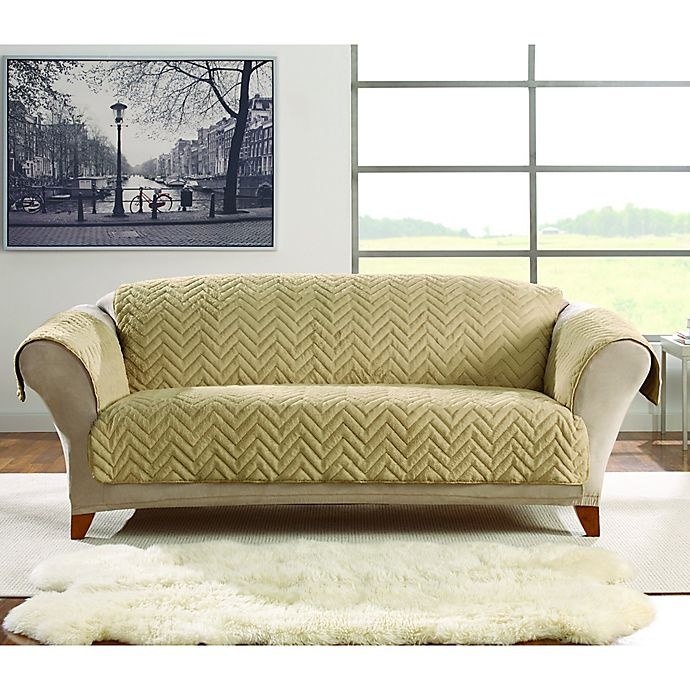 slide 1 of 2, SureFit Home Decor Faux Fur Sofa Protector - Blonde, 1 ct