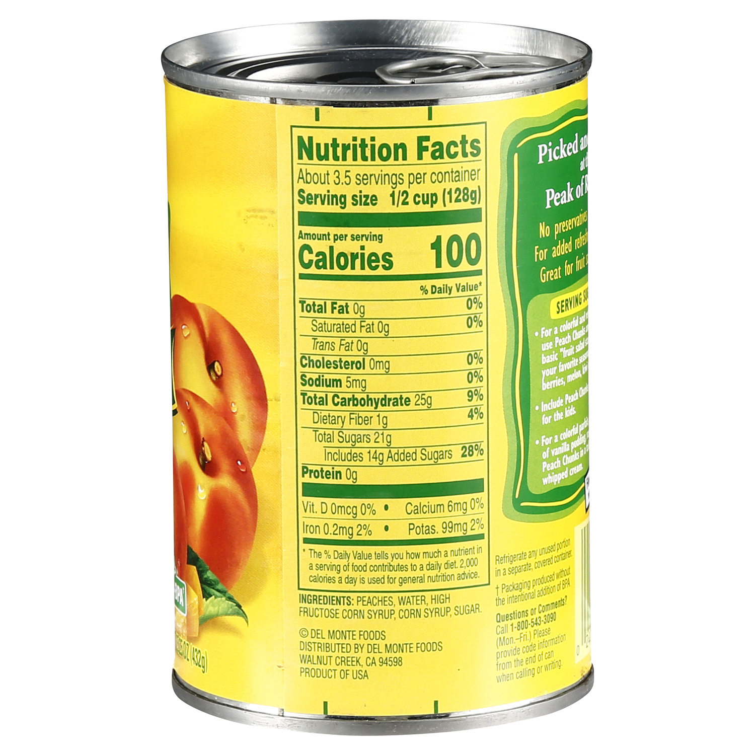 slide 2 of 2, Del Monte Yellow Cling Peach Chunks in Heavy Syrup, 15.25 oz Can, 15.25 oz