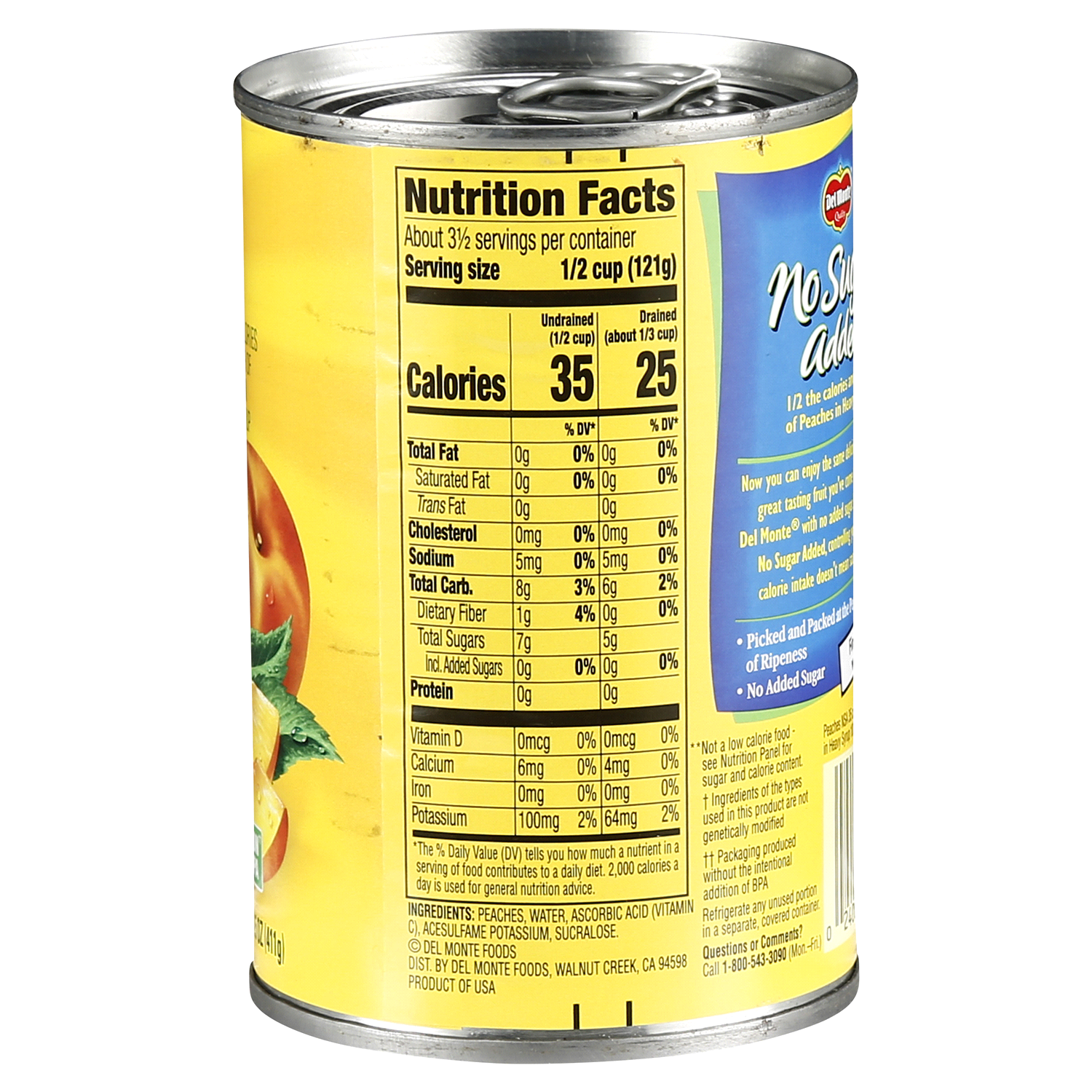slide 2 of 2, Del Monte No Sugar Added Yellow Cling Sliced Peaches, 14.5 oz Can, 14.5 oz