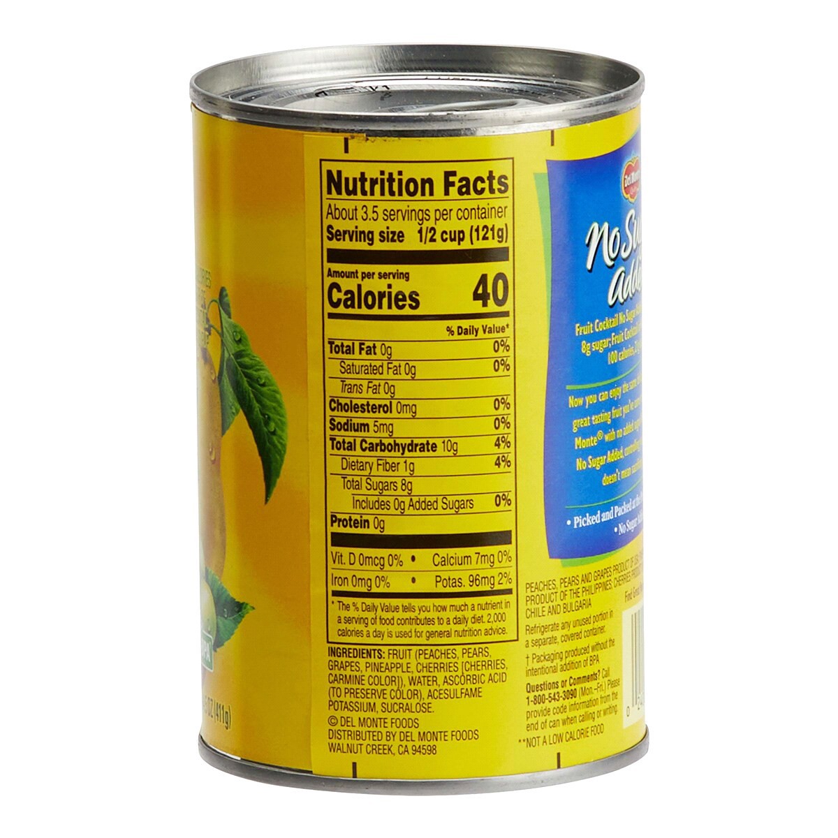 slide 2 of 2, Del Monte No Sugar Added Fruit Cocktail, 14.5 oz Can, 14.5 oz