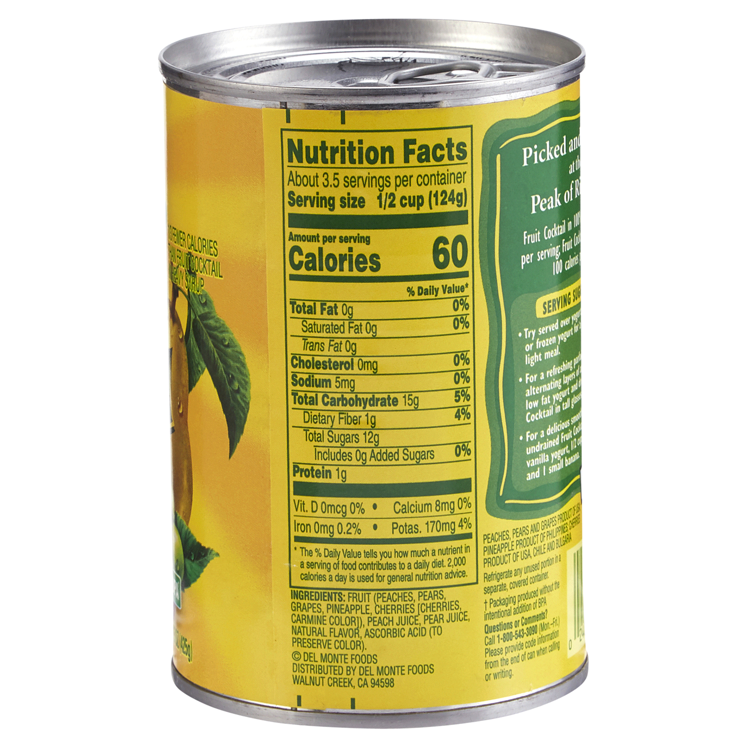 slide 2 of 2, DEL MONTE Fruit Cocktail in 100% Fruit Juice, Canned Fruit, 15 oz Can, 15 oz