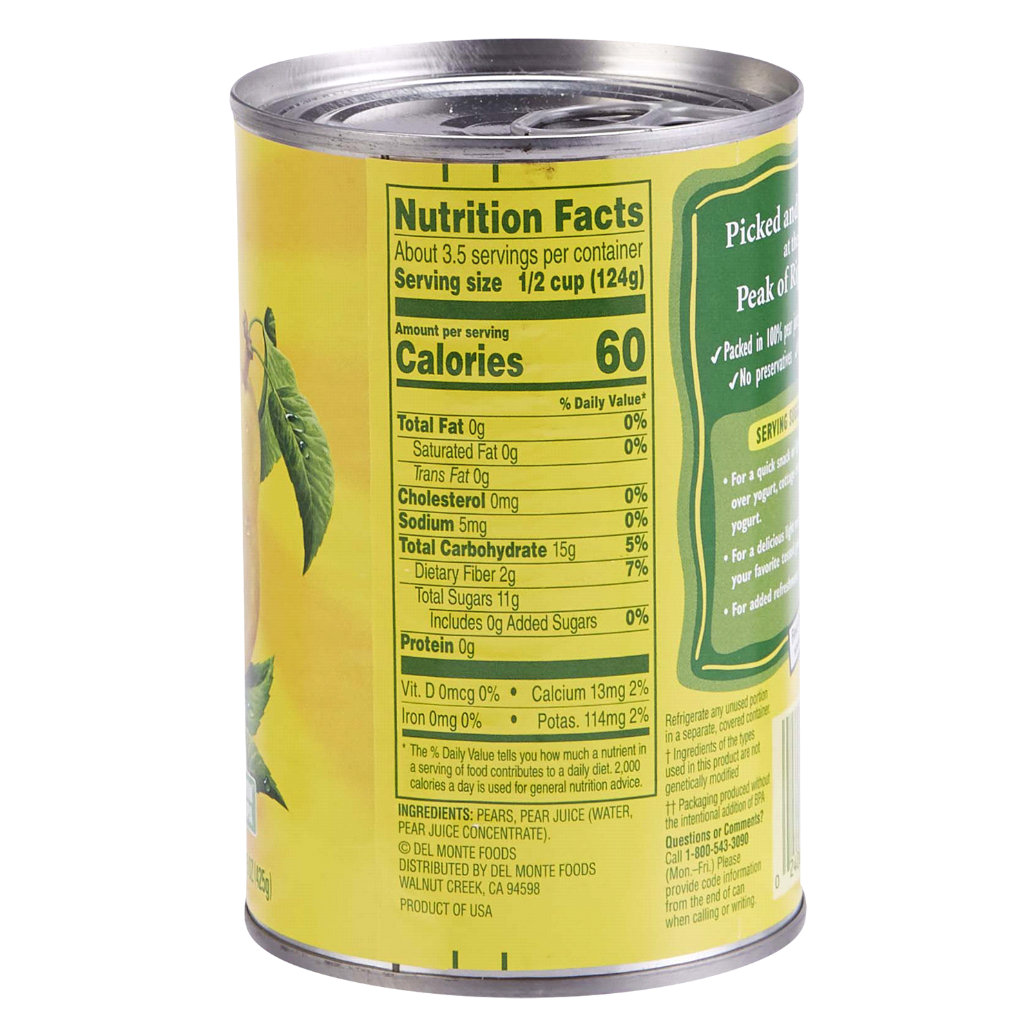 slide 2 of 2, Del Monte Pear Halves in 100% Juice, 15 oz Can, 15 oz