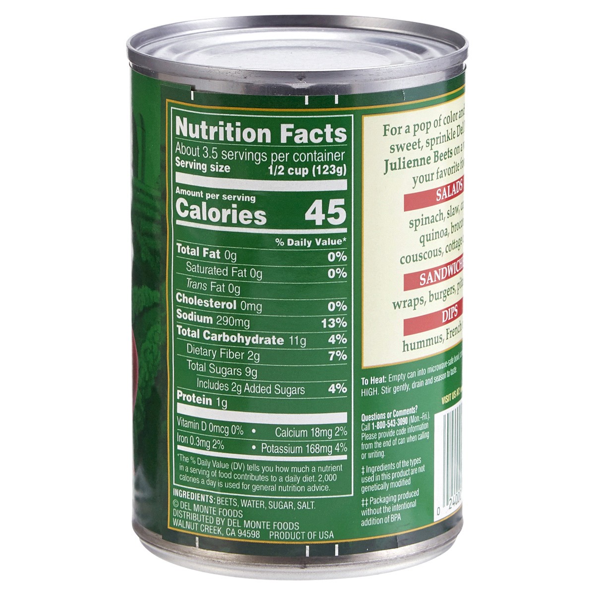 slide 2 of 2, Del Monte Fresh Cut French Style Julienne Beets, 15 oz