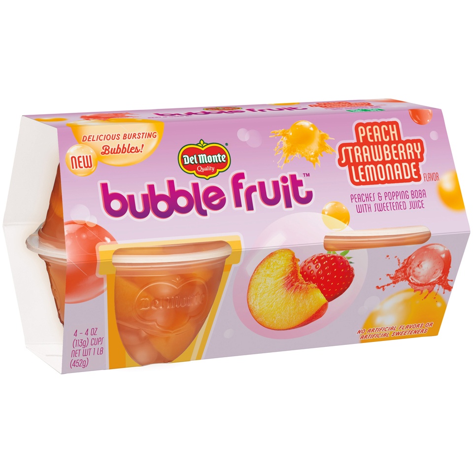 slide 3 of 5, Del Monte Bubble Fruit Peach Strawberry Lemonade cups, 4 ct; 4 oz