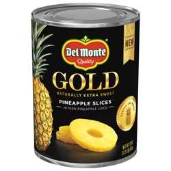 Del Monte Deluxe Gold Pineapple Slices in 100% Pineapple Juice, 20 oz Can