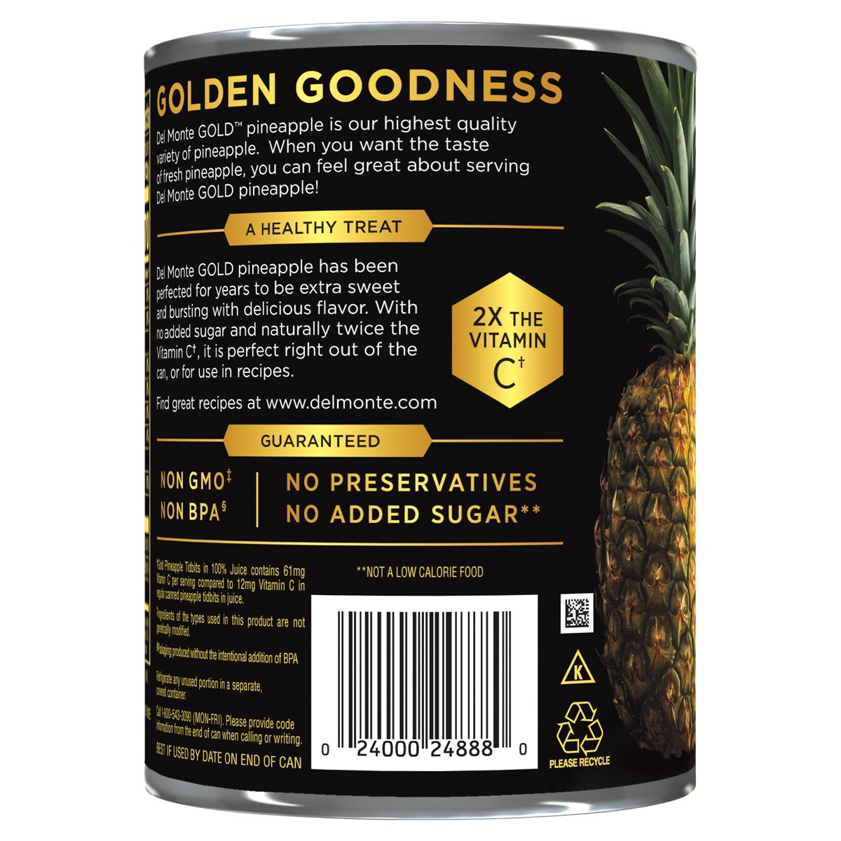slide 2 of 2, Del Monte Deluxe Gold Pineapple Tidbits in 100% Pineapple Juice, 20 oz Can, 20 oz