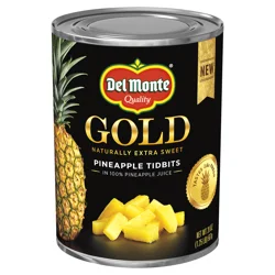 Del Monte Deluxe Gold Pineapple Tidbits in 100% Pineapple Juice, 20 oz Can