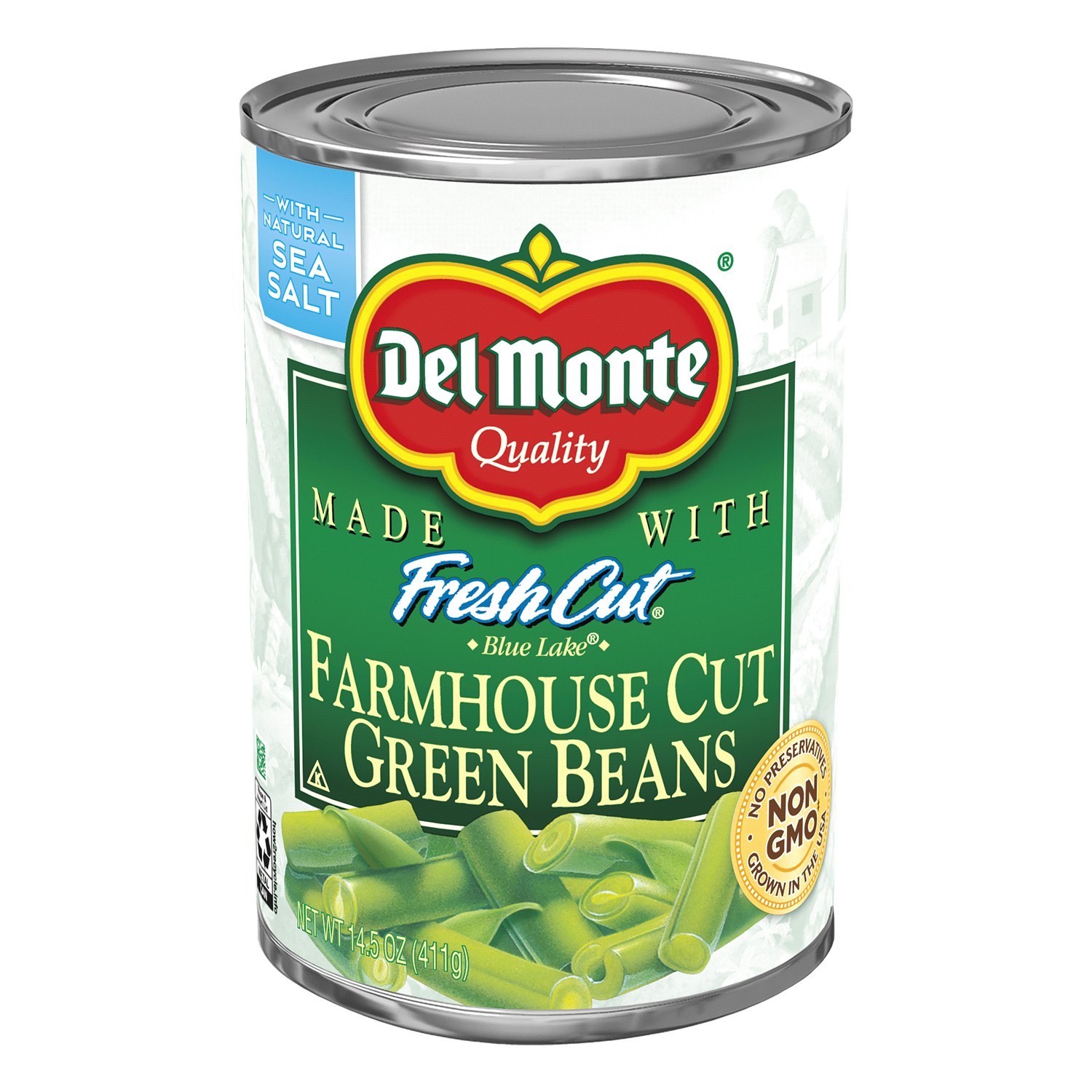slide 1 of 2, Del Monte Farmhouse Cut Green Beans, 14.5 oz