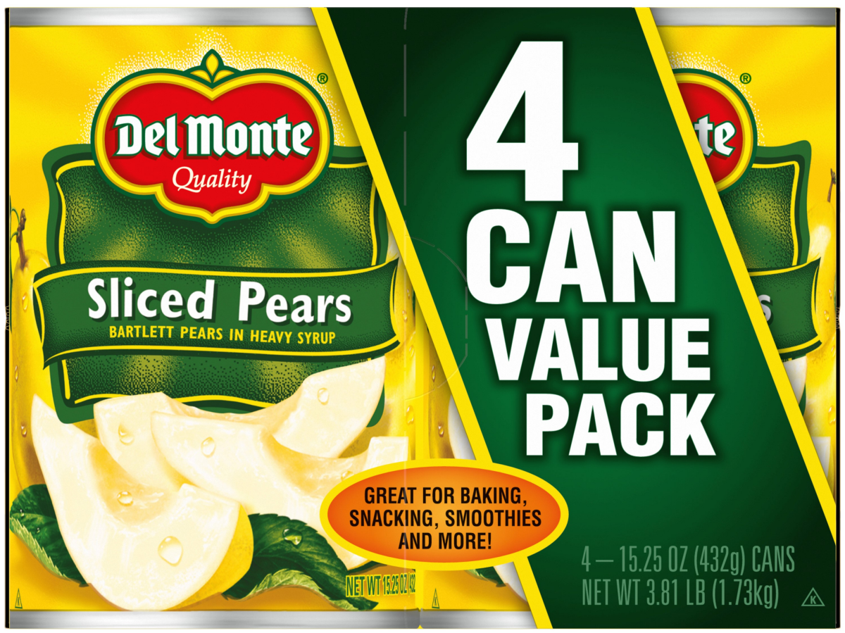 slide 2 of 2, Del Monte Sliced Pears in Heavy Syrup, 15.25 oz Can (Pack of 4), 4 ct; 15.25 oz