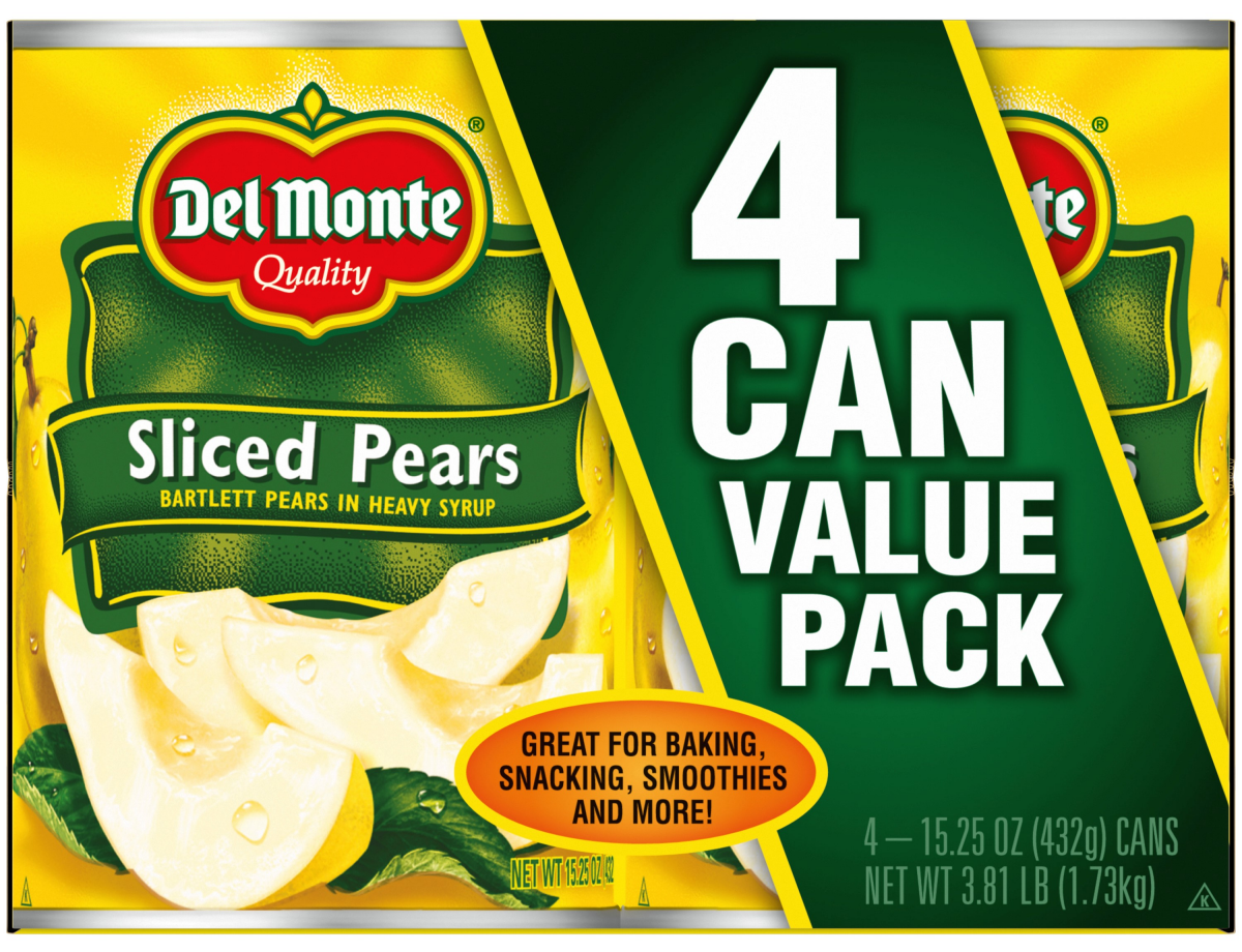 slide 1 of 2, Del Monte Sliced Pears in Heavy Syrup, 15.25 oz Can (Pack of 4), 4 ct; 15.25 oz