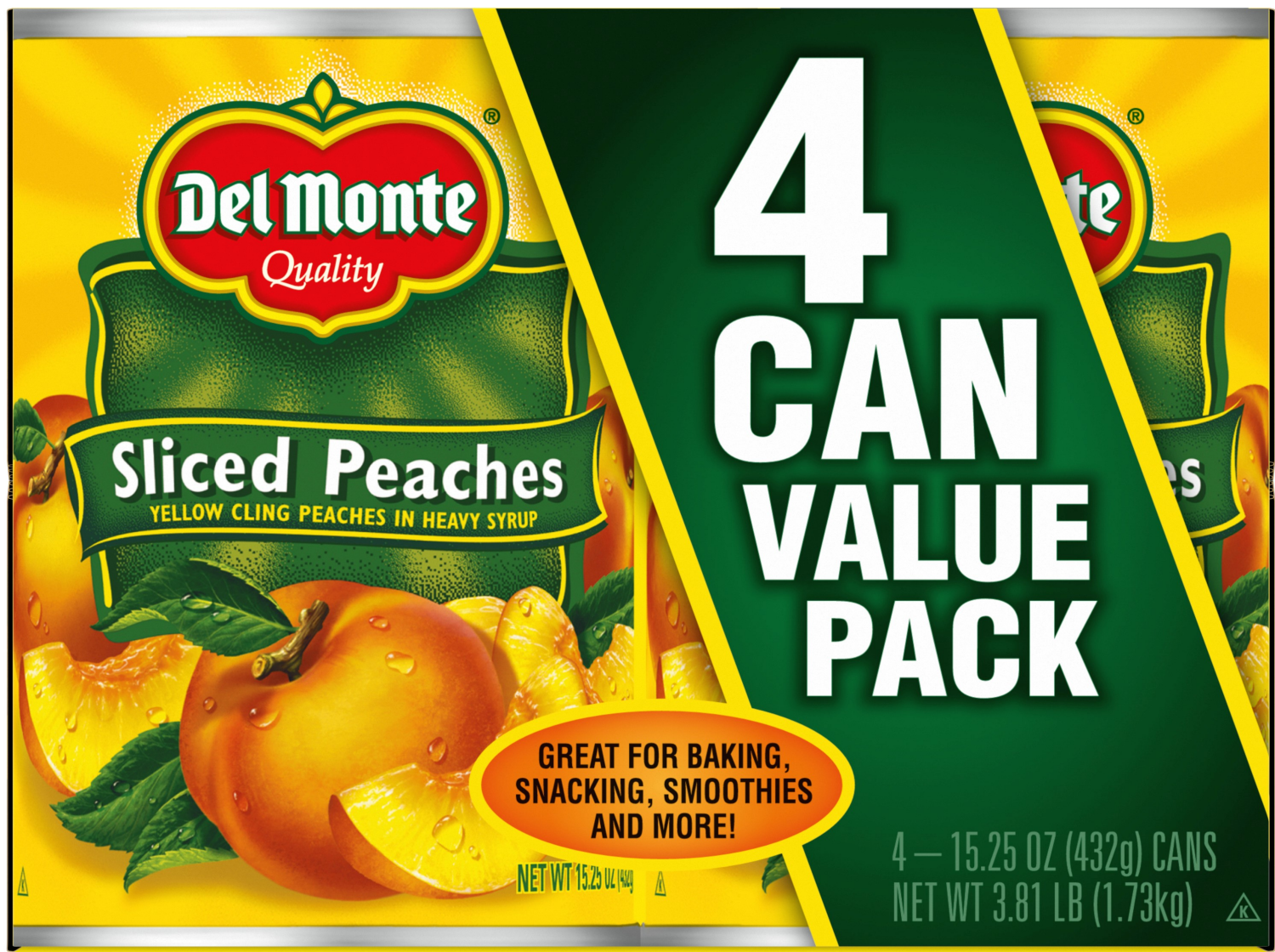 slide 1 of 2, Del Monte Sliced Peaches in Heavy Syrup, 15.25 oz Can (Pack of 4), 4/15.25 oz