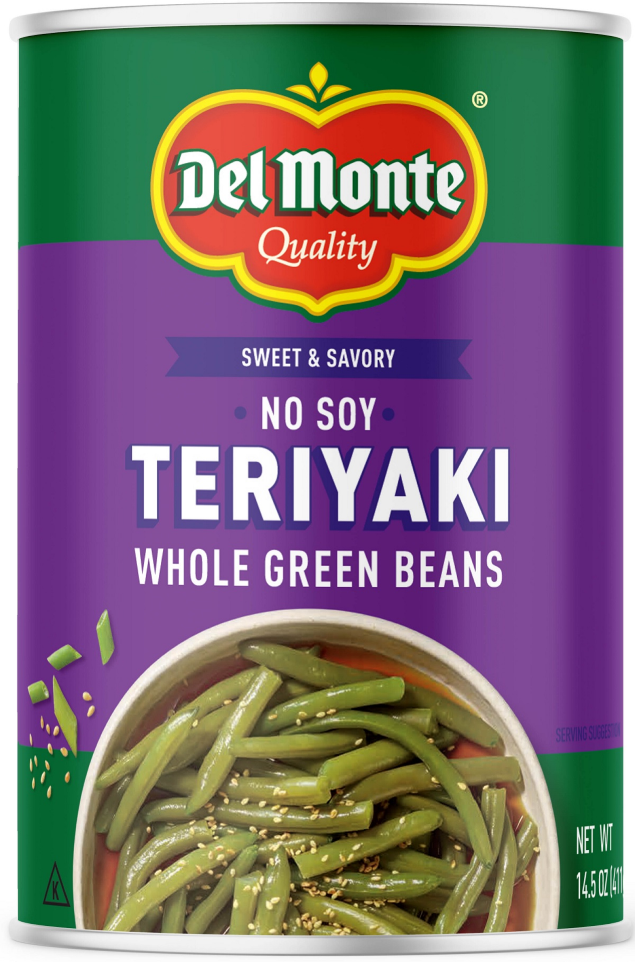 slide 1 of 1, Del Monte Whole Green Beans No Soy Teriyaki 14.5 oz, 14.5 oz