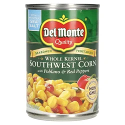 Del Monte Southwest Whole Kernel Corn with Poblano and Red Peppers, 15.25 oz Can