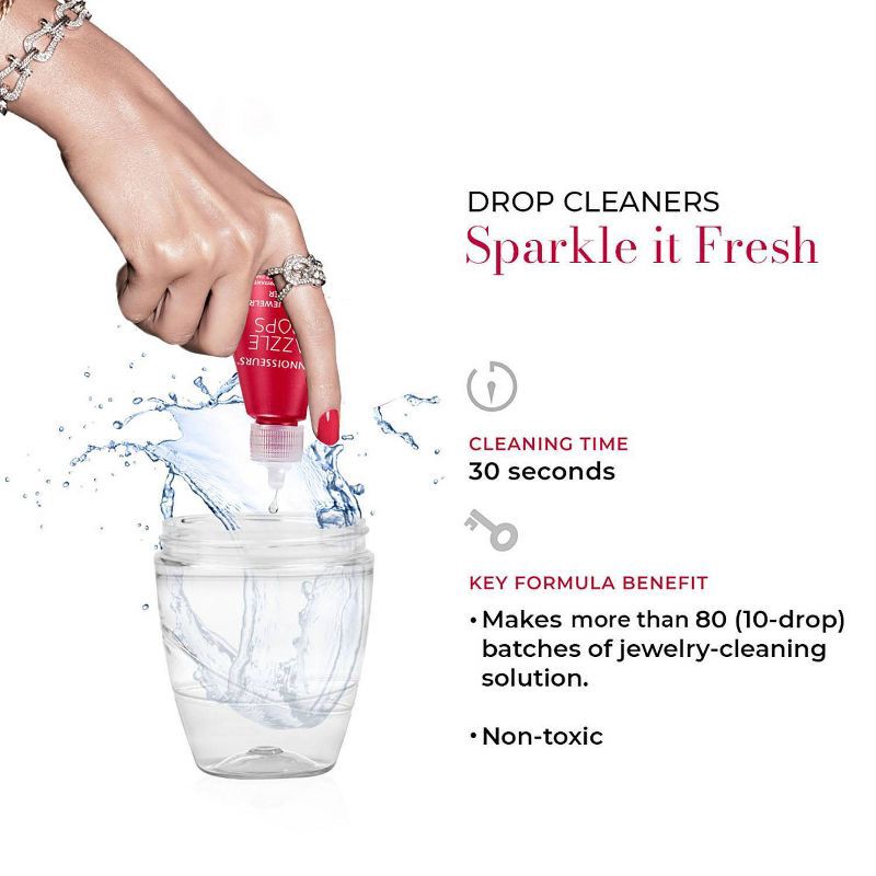 slide 4 of 6, Connoisseurs Advanced Jewelry Cleaner Dazzle Drops: Liquid for Silver, Gold & Platinum Surfaces, 1 ct