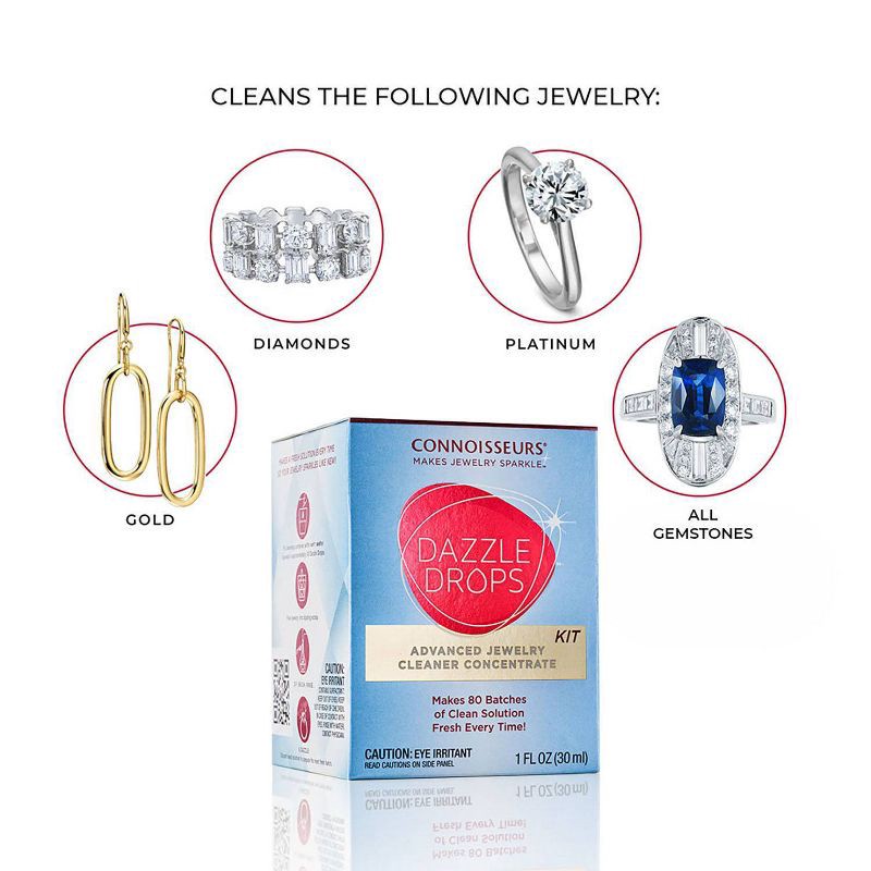 slide 6 of 6, Connoisseurs Advanced Jewelry Cleaner Dazzle Drops: Liquid for Silver, Gold & Platinum Surfaces, 1 ct