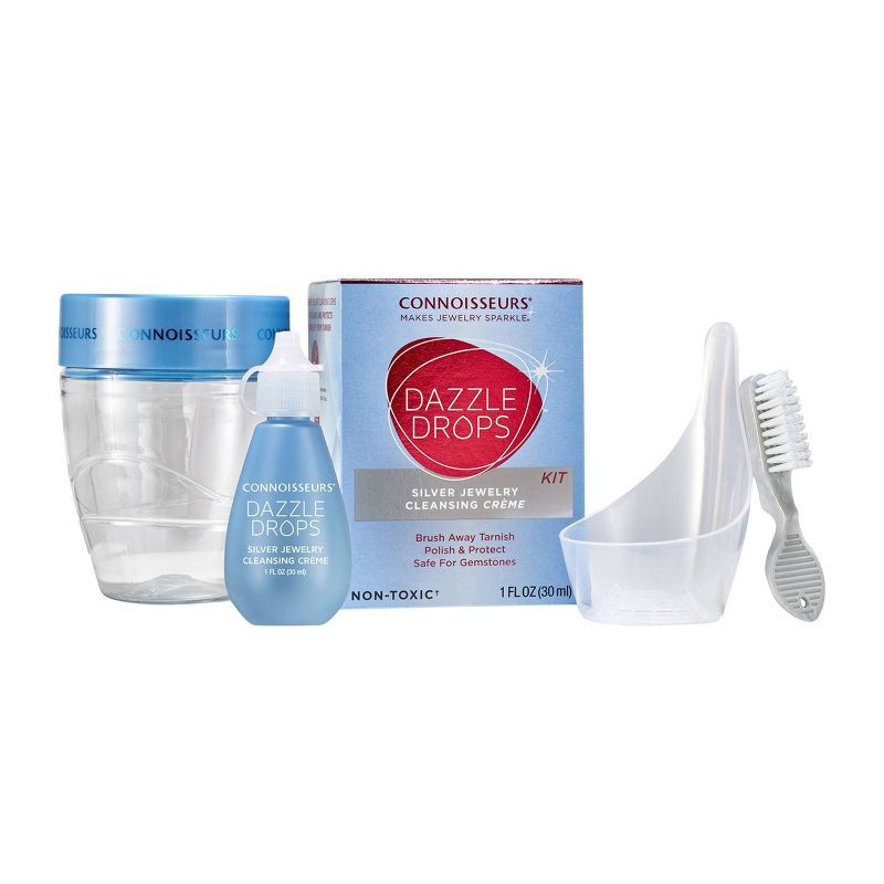 slide 2 of 2, Connoisseurs Silver Jewelry Cleaner Dazzle Drops: Liquid Solution for Silver, Removes Dirt, Not for Pearl, Opal, Coral, 1 ct