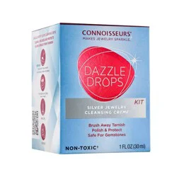 Connoisseurs Silver Jewelry Cleaner Dazzle Drops: Liquid Solution for Silver, Removes Dirt, Not for Pearl, Opal, Coral