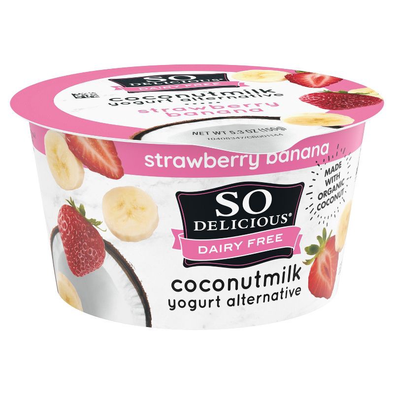 slide 2 of 9, So Delicious Dairy Free Strawberry Banana Coconut Milk Yogurt - 5.3oz Cup, 5.3 oz