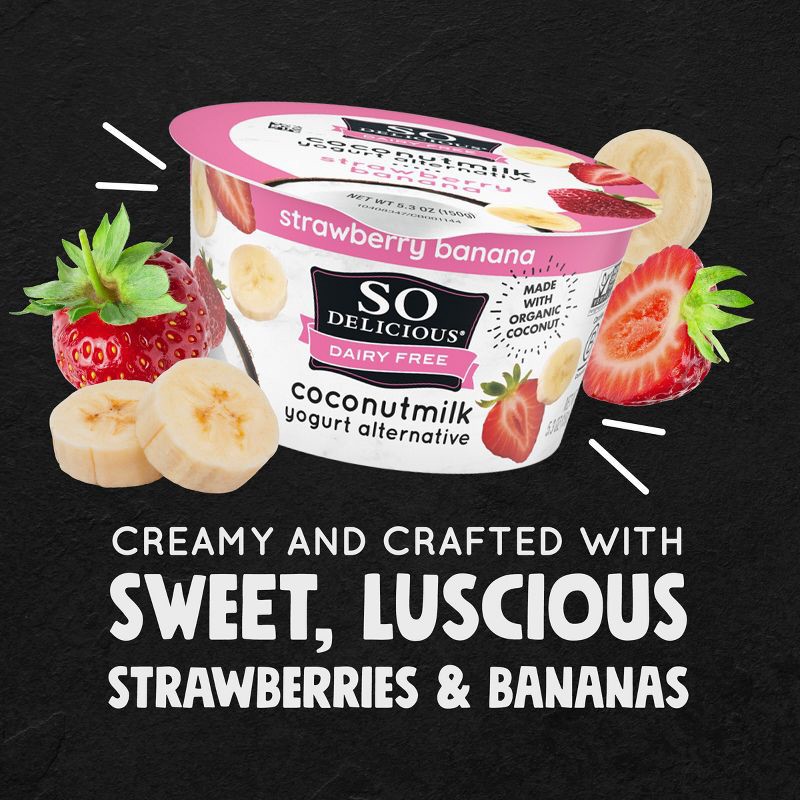 slide 3 of 9, So Delicious Dairy Free Strawberry Banana Coconut Milk Yogurt - 5.3oz Cup, 5.3 oz