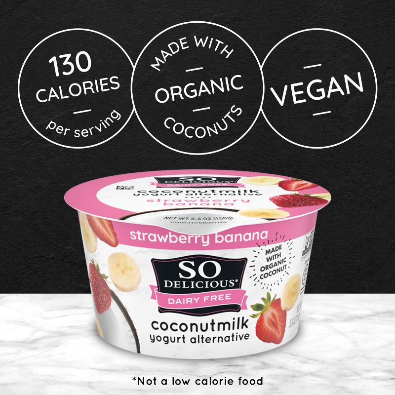 slide 6 of 9, So Delicious Dairy Free Strawberry Banana Coconut Milk Yogurt - 5.3oz Cup, 5.3 oz