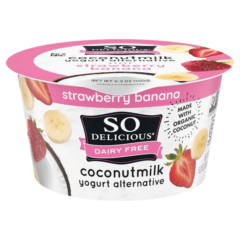 slide 8 of 9, So Delicious Dairy Free Strawberry Banana Coconut Milk Yogurt - 5.3oz Cup, 5.3 oz