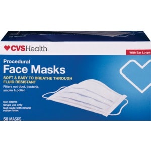slide 1 of 1, CVS Health Procedural Face Masks With Earloops, 50 ct