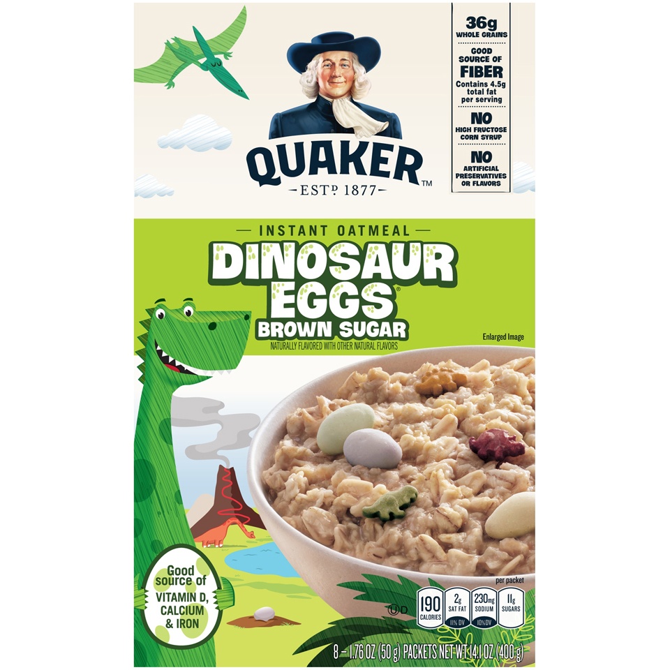 slide 2 of 4, Quaker Instant Oatmeal Dinosaur Eggs Brown Sugar 1.76 Oz 8 Count, 8 ct