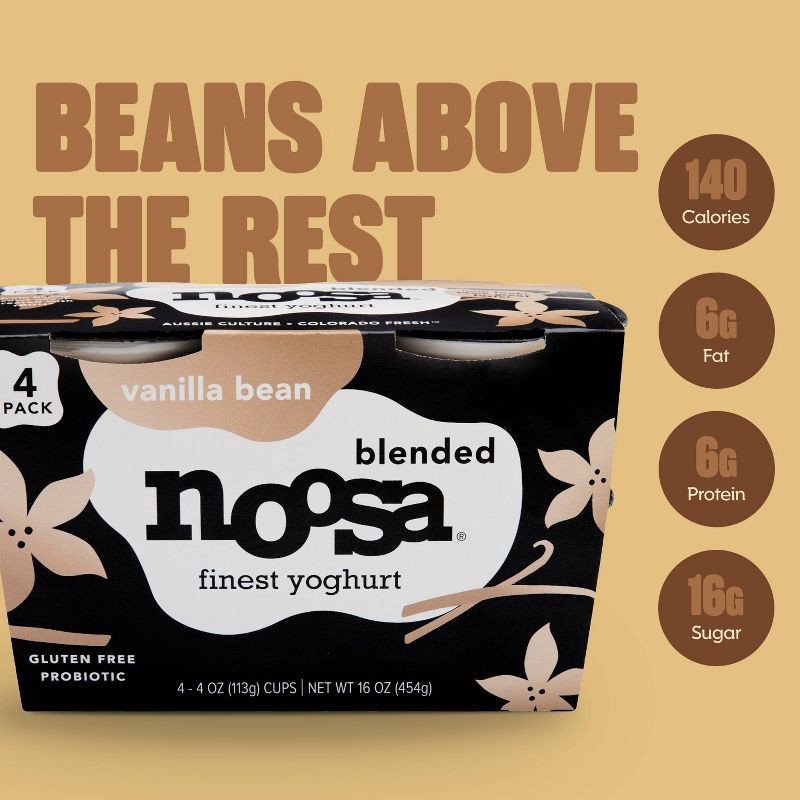 slide 2 of 5, noosa Vanilla Bean Aussie Style Yogurt - 6g Protein 4oz, 6 gram, 4 oz