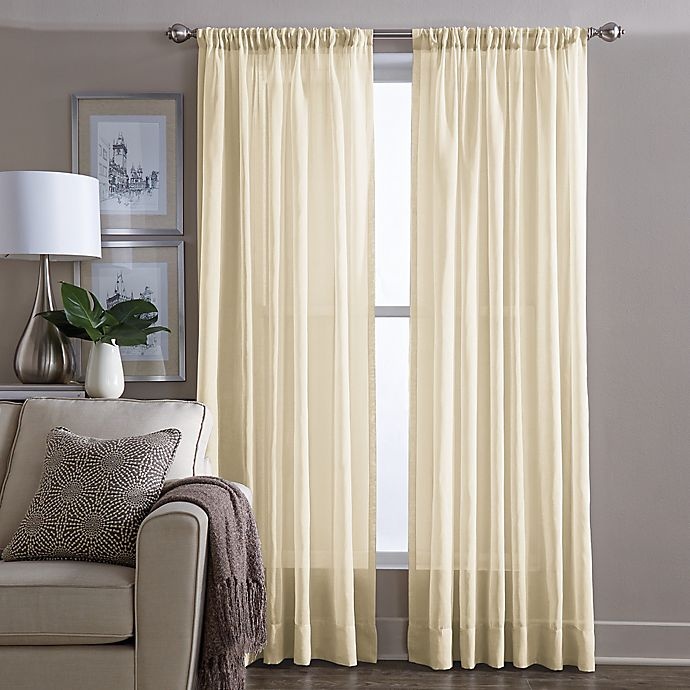 slide 1 of 1, Wamsutta Sheer Window Curtain Panel - Yellow, 63 in