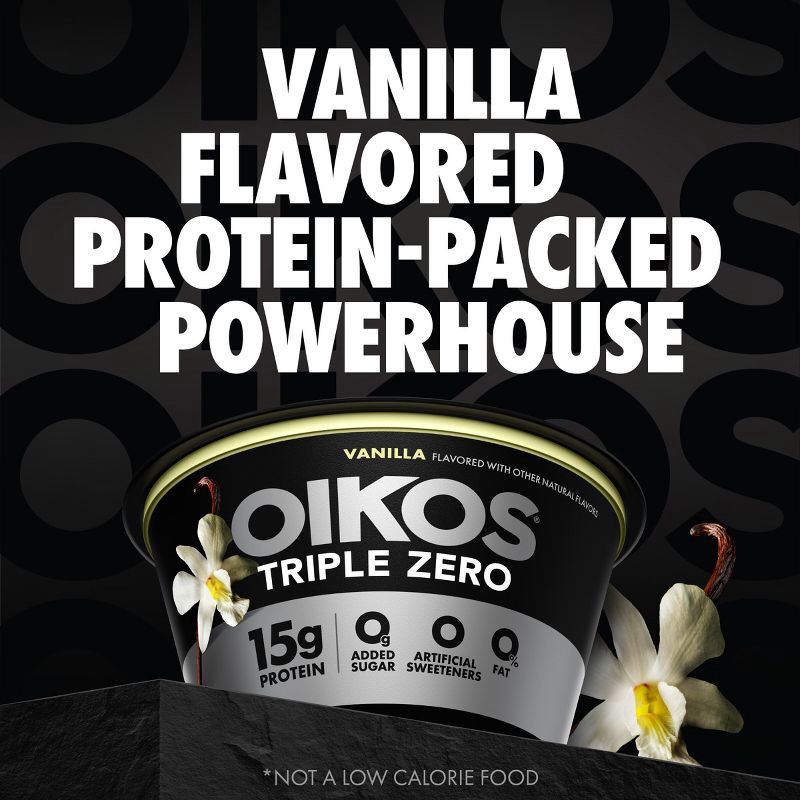 slide 3 of 13, Oikos Triple Zero Vanilla Greek Yogurt - 15g Protein 4ct/5.3oz Cups, 15 gram, 4 ct, 5.3 oz