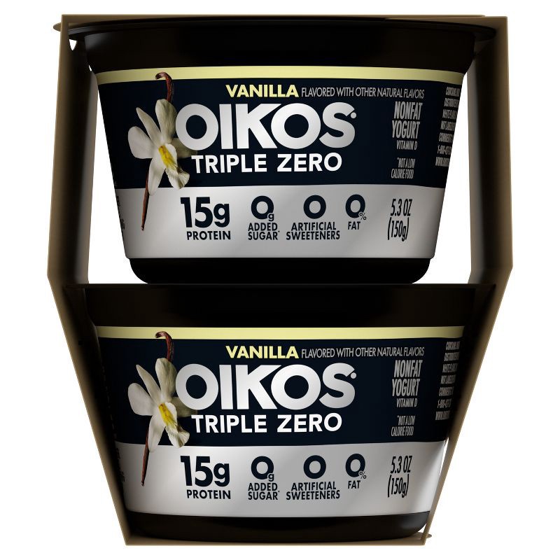 slide 6 of 16, Oikos Triple Zero Vanilla Greek Yogurt - 4ct/5.3oz Cups, 4 ct; 5.3 oz