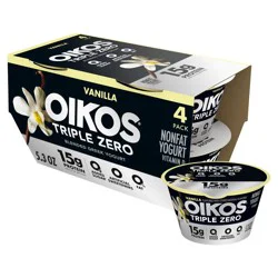 Oikos Triple Zero Vanilla Greek Yogurt - 15g Protein 4ct/5.3oz Cups