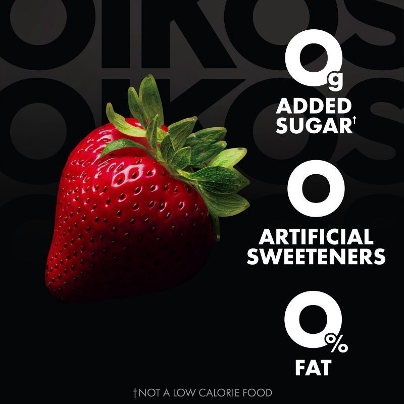slide 2 of 13, Oikos Triple Zero Strawberry Greek Yogurt - 15g Protein 4ct/5.3oz Cups, 15 gram, 4 ct, 5.3 oz