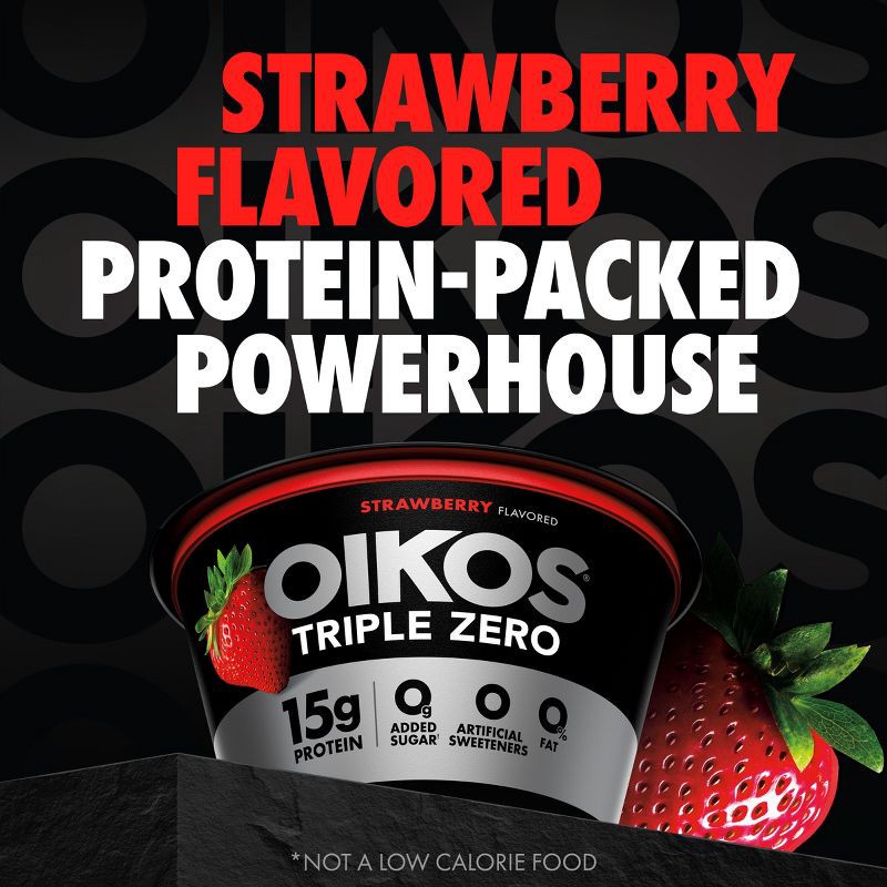 slide 11 of 11, Oikos Triple Zero Strawberry Greek Yogurt - 4ct/5.3oz Cups, 4 ct; 5.3 oz