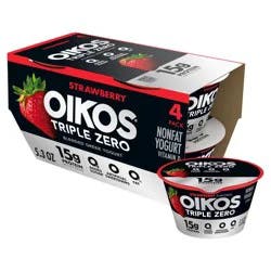 Oikos Triple Zero Strawberry Greek Yogurt - 15g Protein 4ct/5.3oz Cups