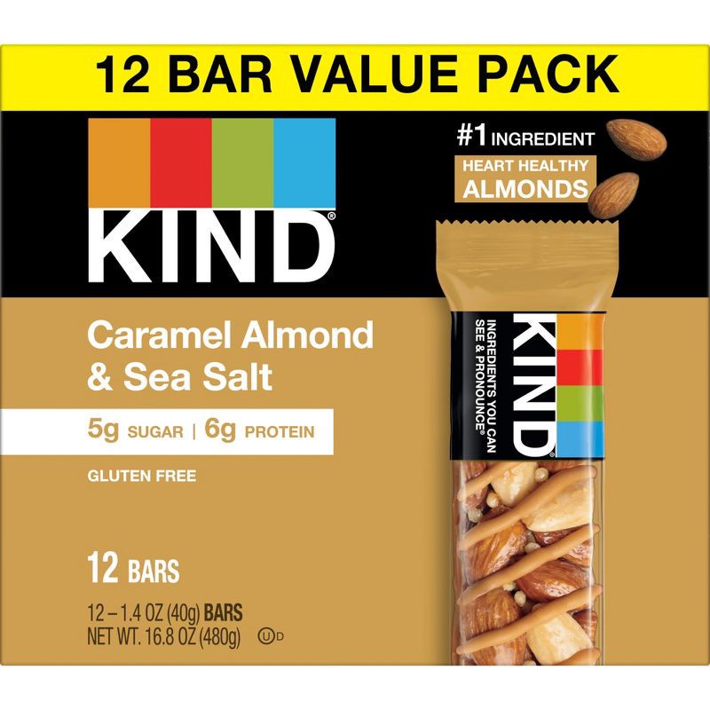 slide 4 of 6, KIND Caramel Almond & Sea Salt Bars - 12ct, 12 ct