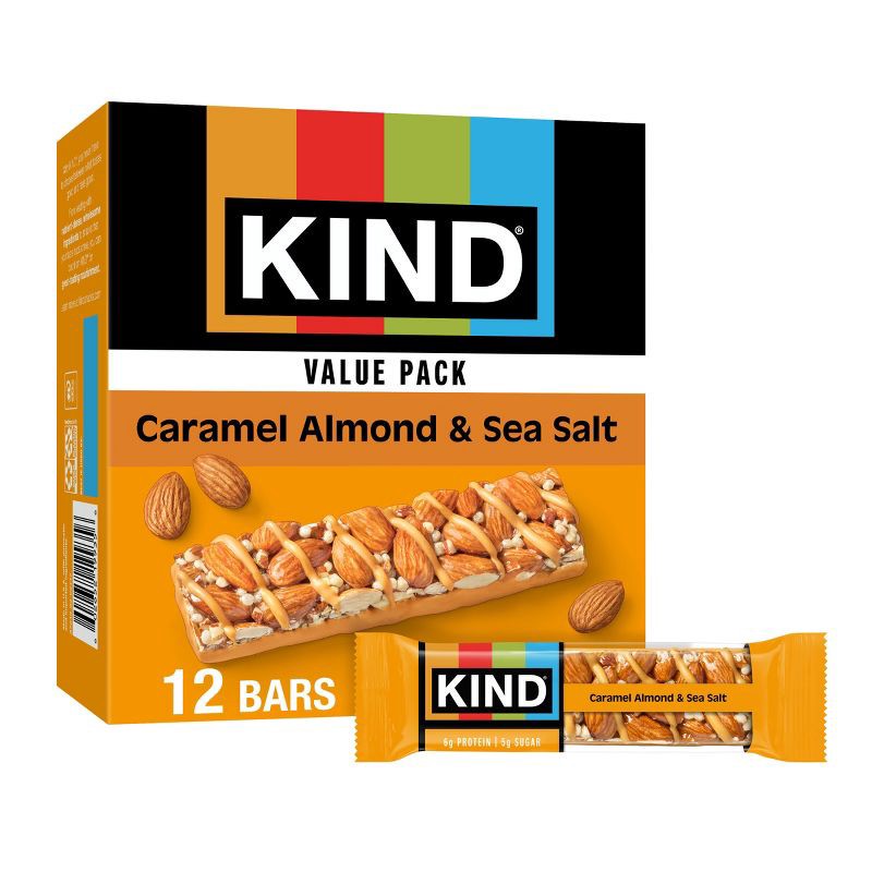slide 1 of 7, KIND Nut Bars Caramel Almond & Sea Salt Gluten Free Plant-Based Protein Snack Bars - 16.8oz/12ct, 16.8 oz, 12 ct
